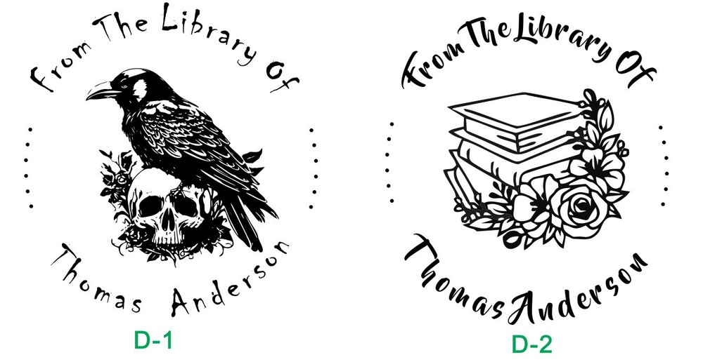 Custom Ex Libris-Hand Held Book Embosser- Raven - Skull Library Custom Embosser