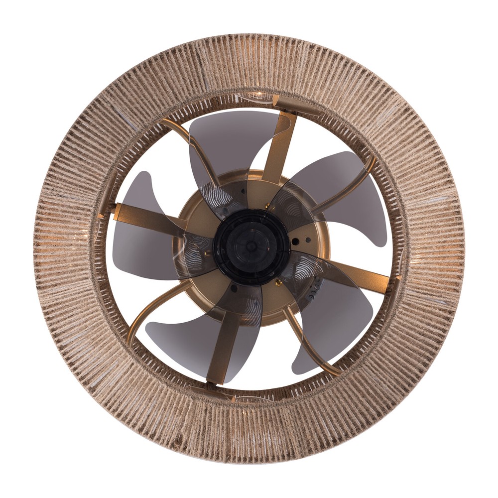 Boho Ceiling Fan Rattan Caged Flush Mount Fan Light +Remote Control Ceiling Fan