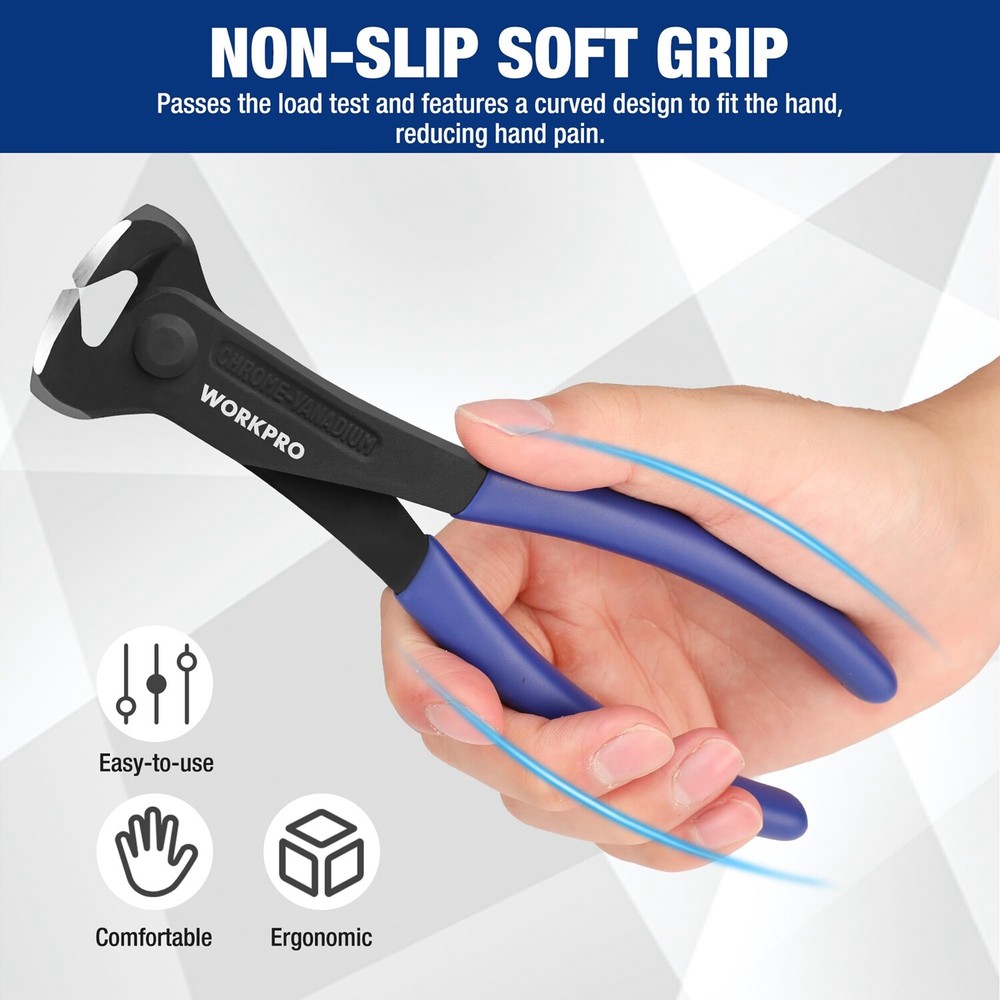 WORKPRO 7" Nail Puller End Cutting Plier High Leverage End Cutting Nipper Pliers