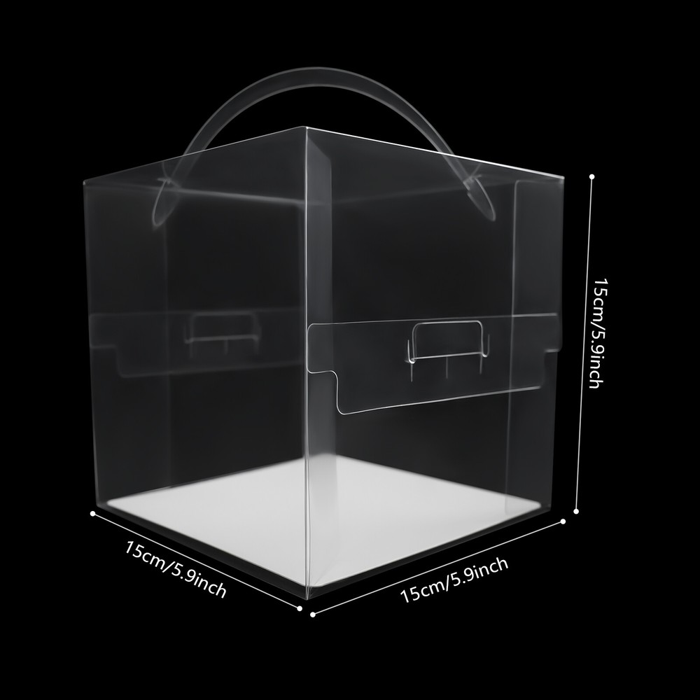 50 Pcs Clear Cake Boxes, Square Clear Cake Boxes, Cake Carrier with Handle