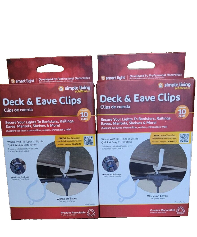 Simple Living Deck and Eave Clips 10 Clips Per Box Box 2 Boxes New