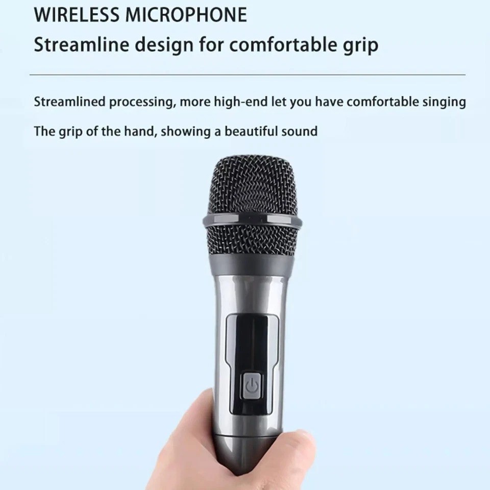 Pro UHF Wireless Microphone System Set Dual Handheld Rechargeable Karaoke Party