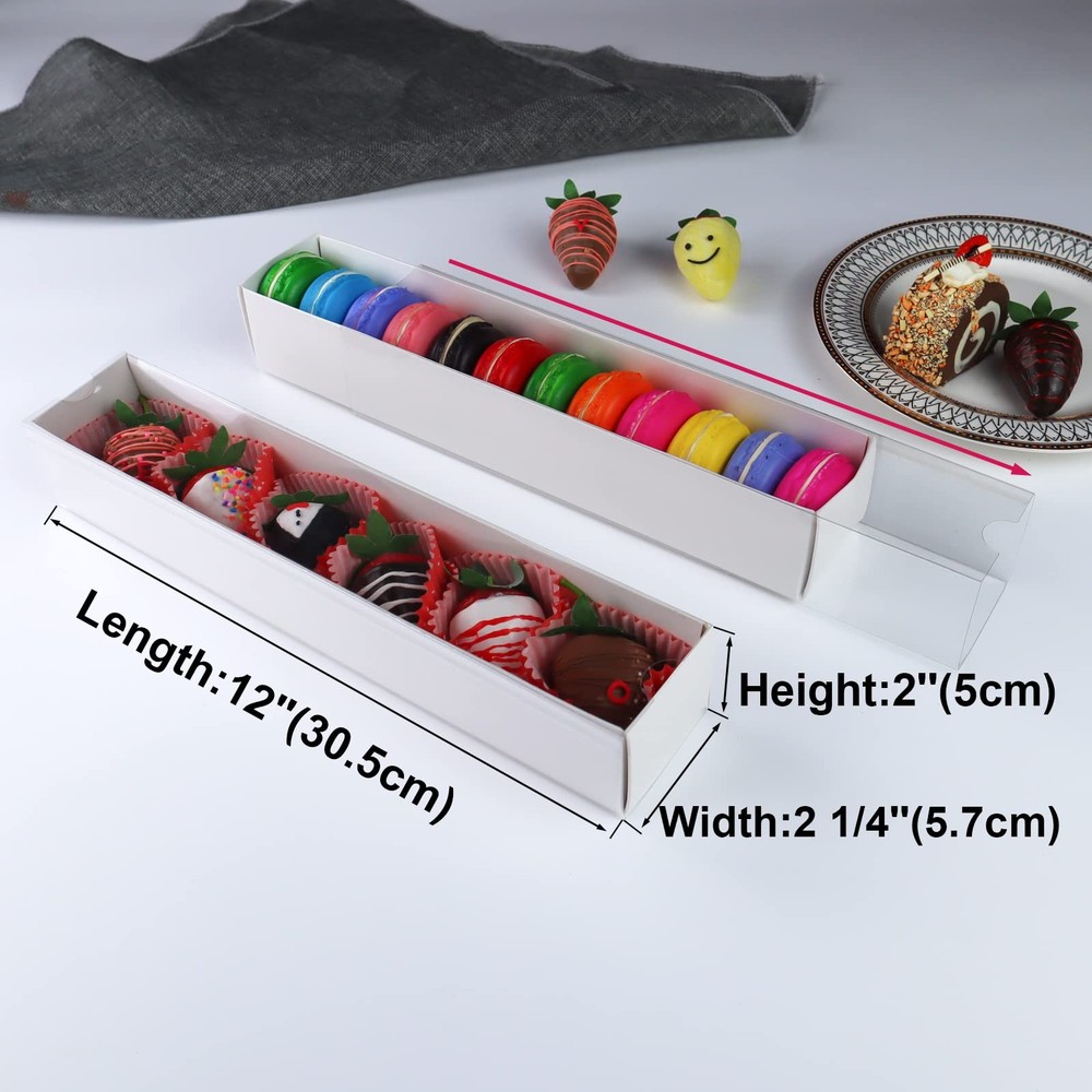 50 Pack Long Strawberry Boxes Macaron boxes Truffle Boxes Cocoa Bombs Boxes C...