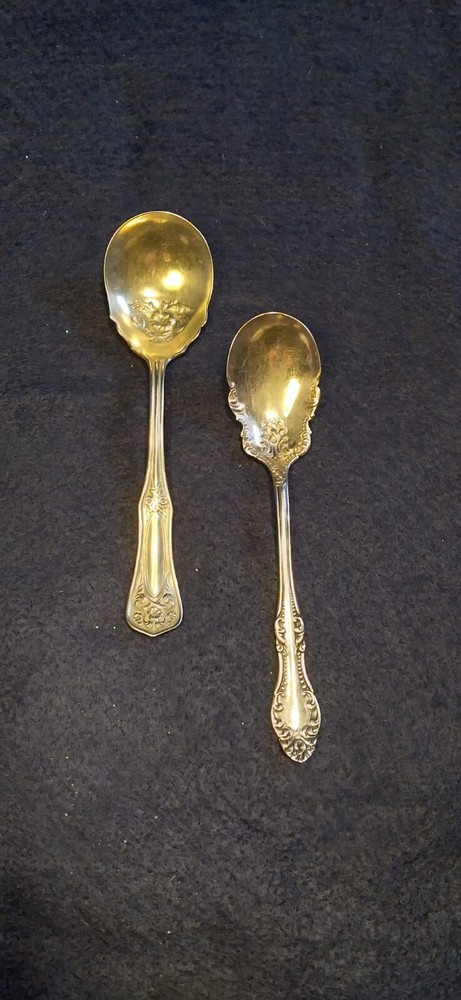 Antique Repousse Silvertone Berry Spoons WM Rogers