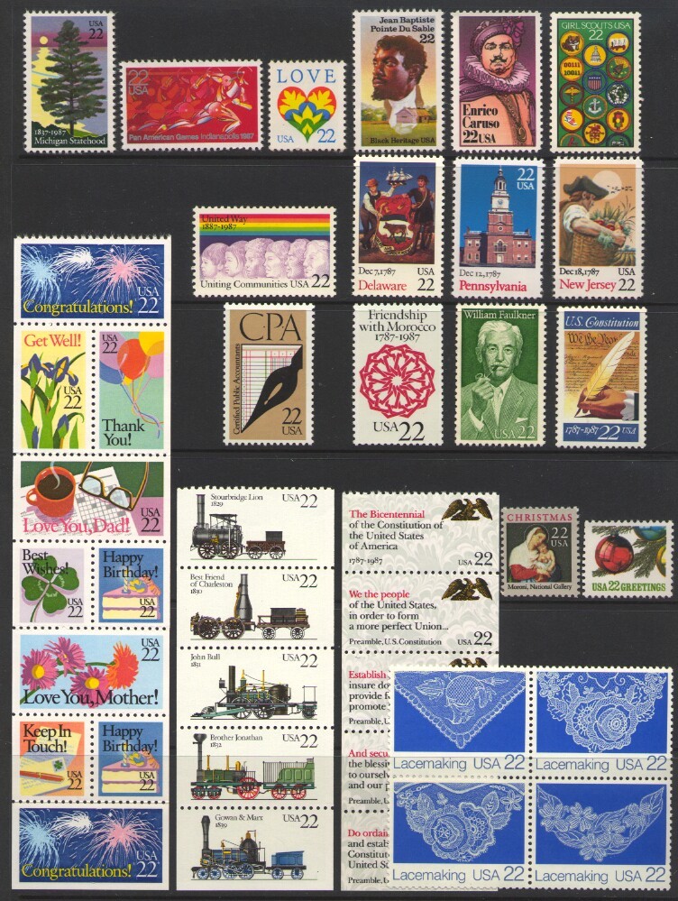 1987 U.S. COMMEMORATIVE YEAR SET *40 STAMPS* MINT-NH