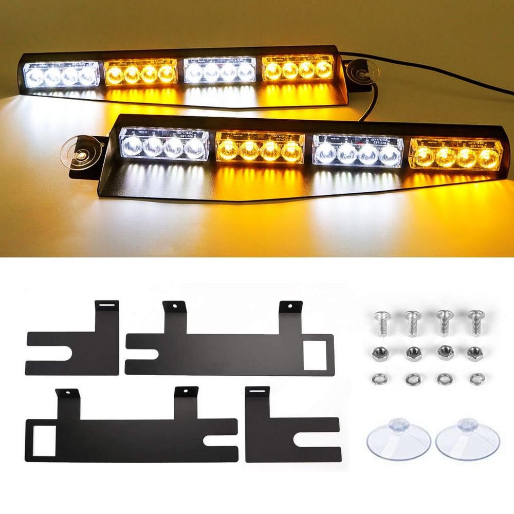 32 LED Emergency Strobe Lights Visor Safety Warning Hazard Dash Windshield Light