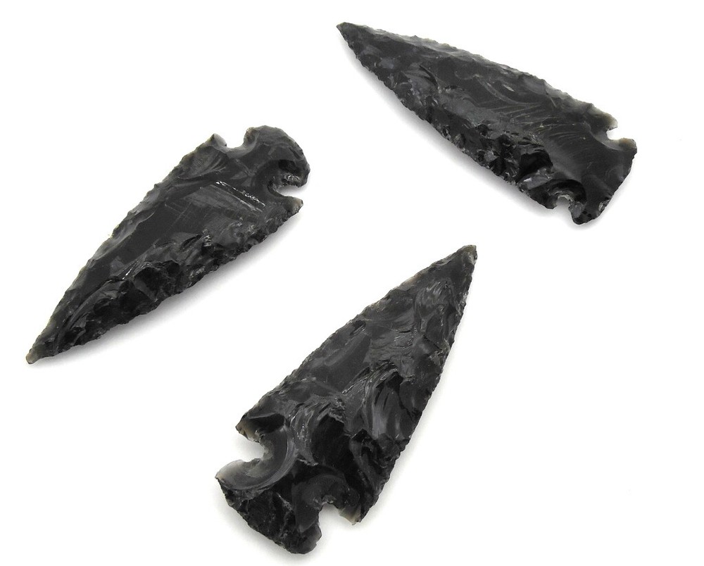 3inches Bird Flont Black Obsidian Arrowhead