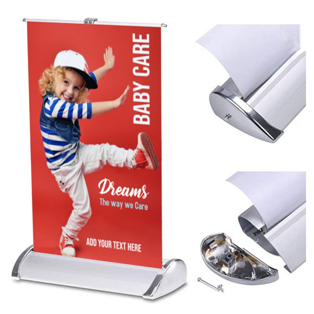 8 ½"x 11 ½"（A4） Mini Tabletop Retractable Banner Stand