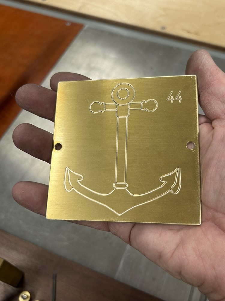 LARGE ANCHOR SOLID BRASS ENGRAVING PLATE FOR NEW HERMES FONT TRAY