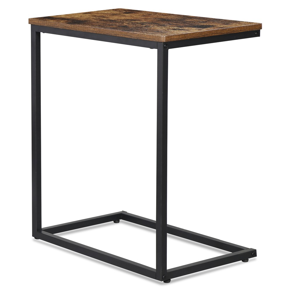 2PCS 21.7"Side Table C Shaped End Table Sofa Bed Table for TV Trays Rustic Brown