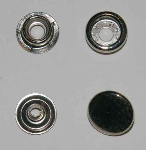 10 Chrome Press Stud Popper complete sets 15mm spring