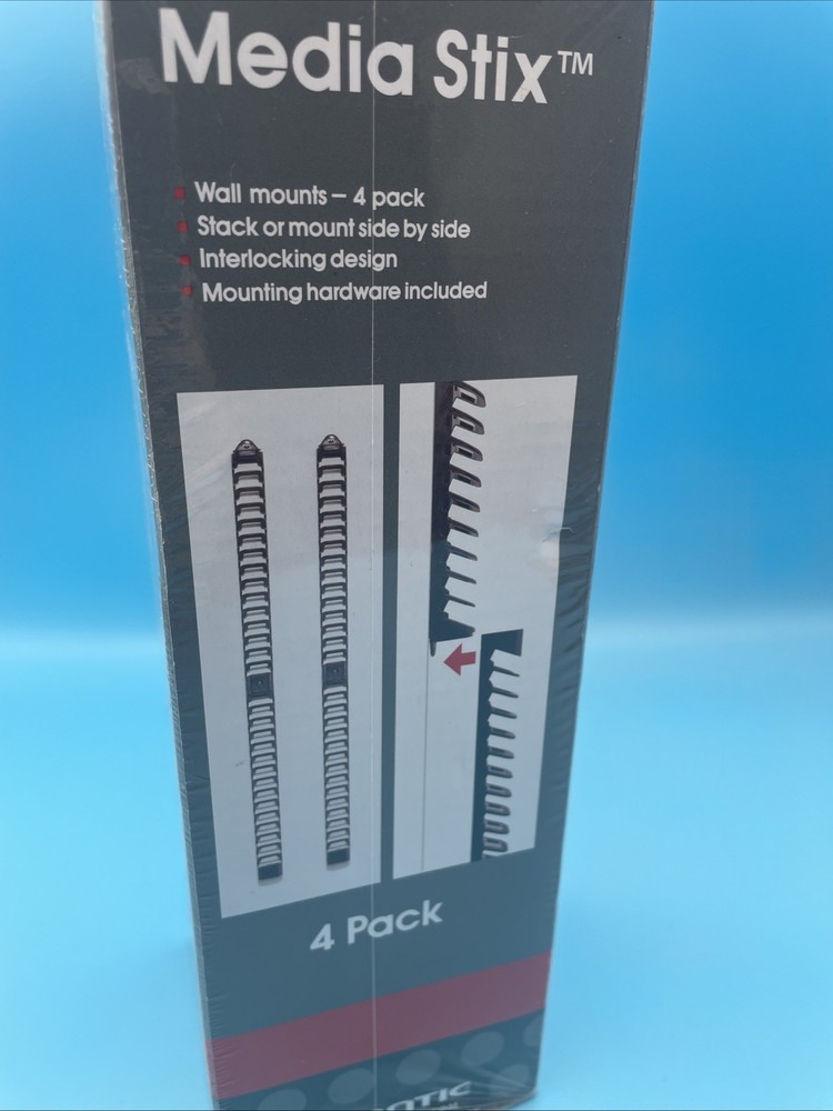 ATLANTIC Media Stix ~ Wall Mount {4 Pack, 60 Disc} Blu-Rays, DVDs, CDs Storage