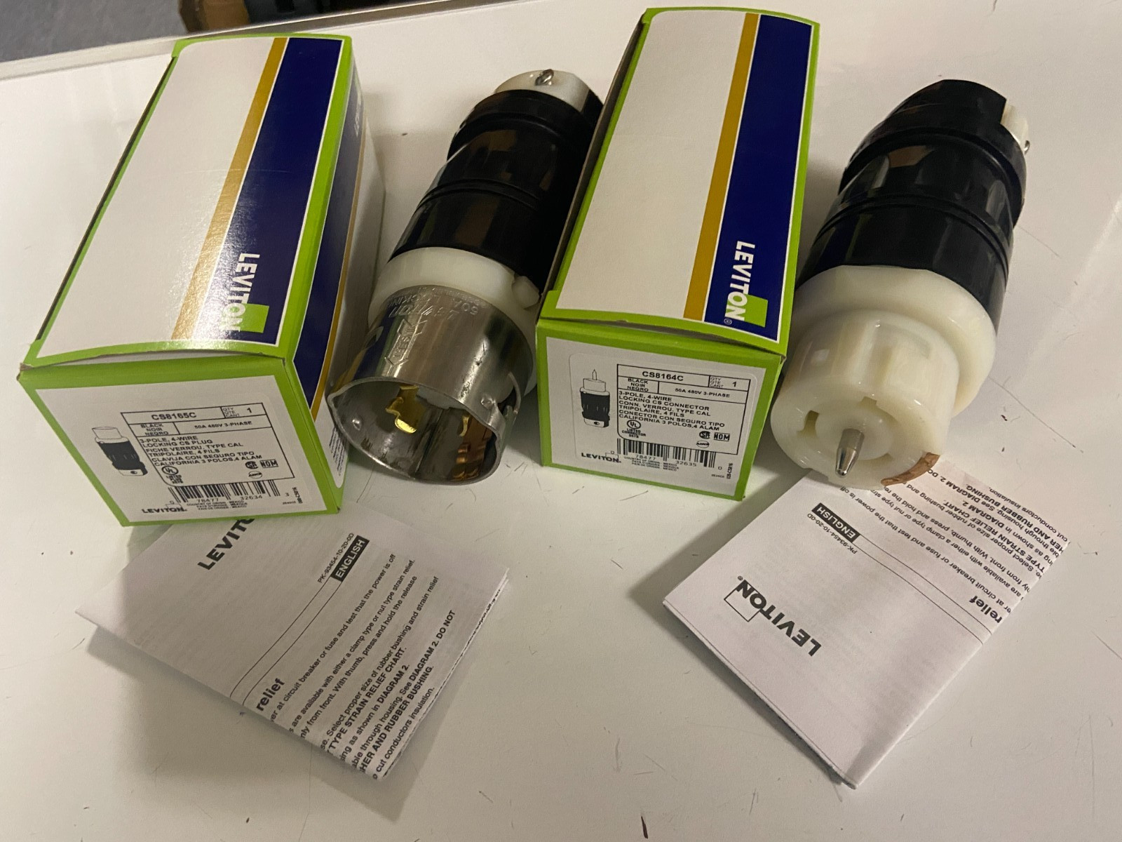 NEW 50Amp 480V Twist Locking Plug & Receptacle CS8164C & CS8165C