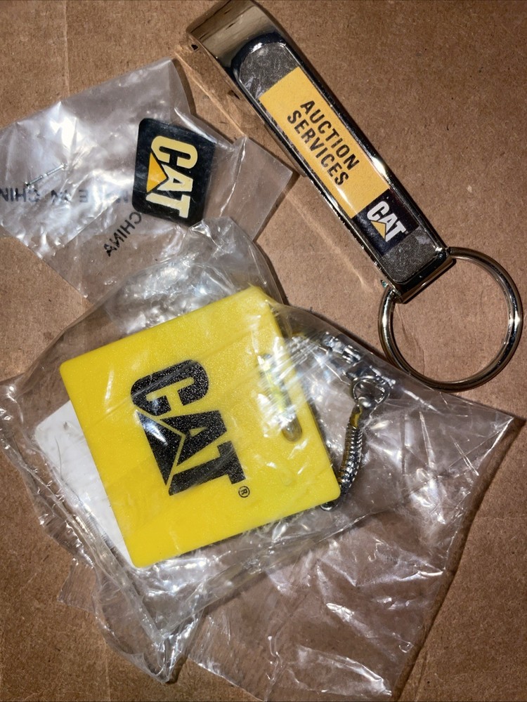 2-Caterpillar CAT Keychain Key Ring Plus Pin