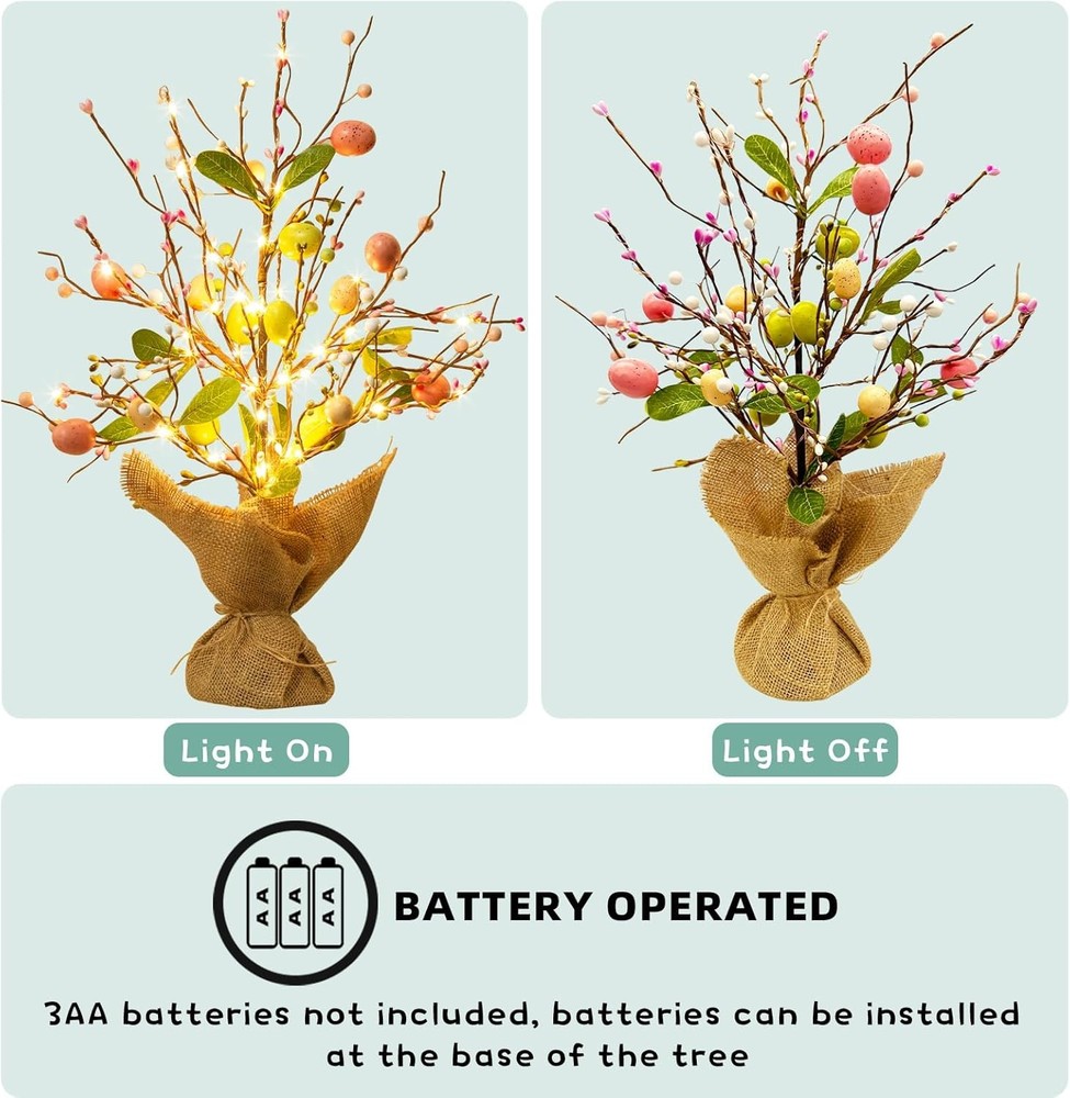 EAMBRITE Easter Decorations Egg Tree 2pcs, Colorful