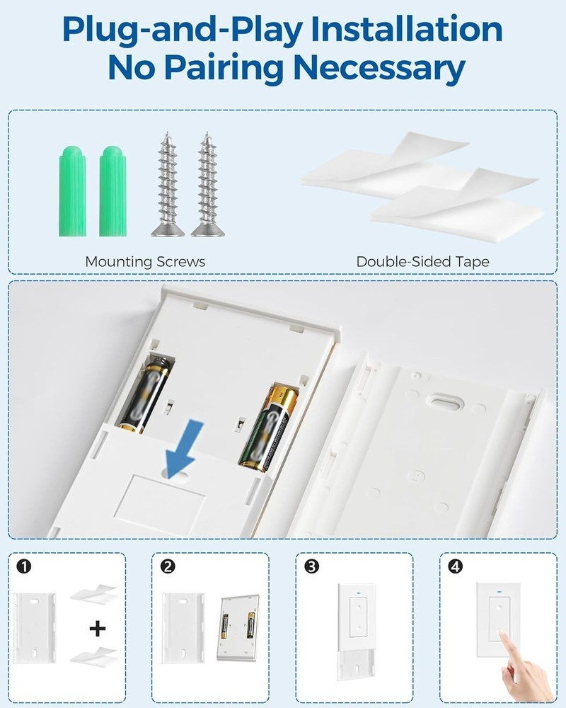 Remote Control Outlet, Wireless Light Switch, Remote Light Switch Kit, 100ft RF