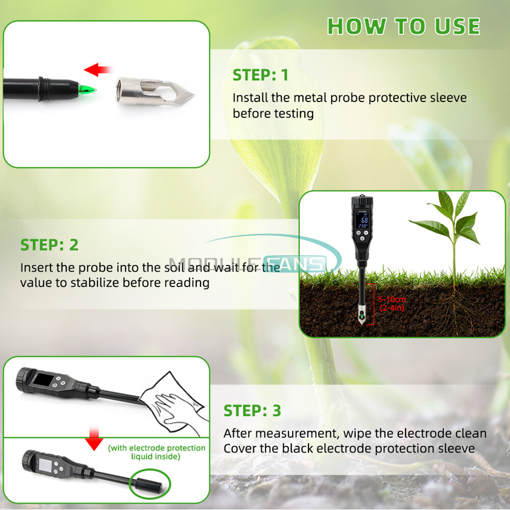 Smart Soil PH Meter 0.0~14.0pH Bluetooth Soil Data Logger Temp Acidity Analyzer