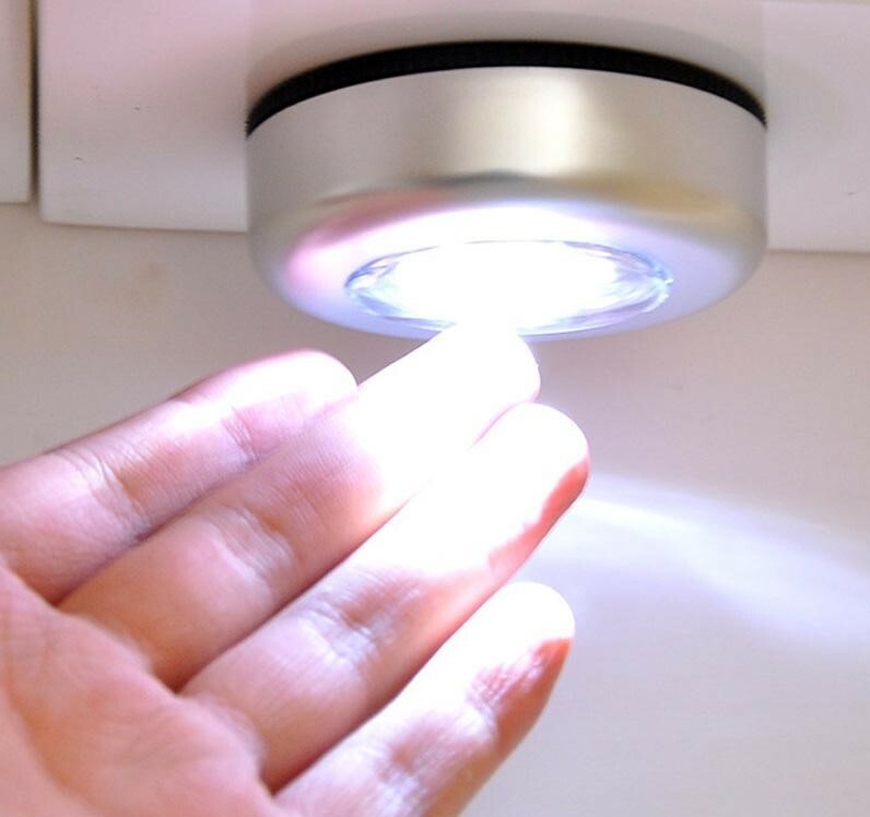 3 LED Touch Push On Off Light Self-Stick On Click Battery Operated Lights