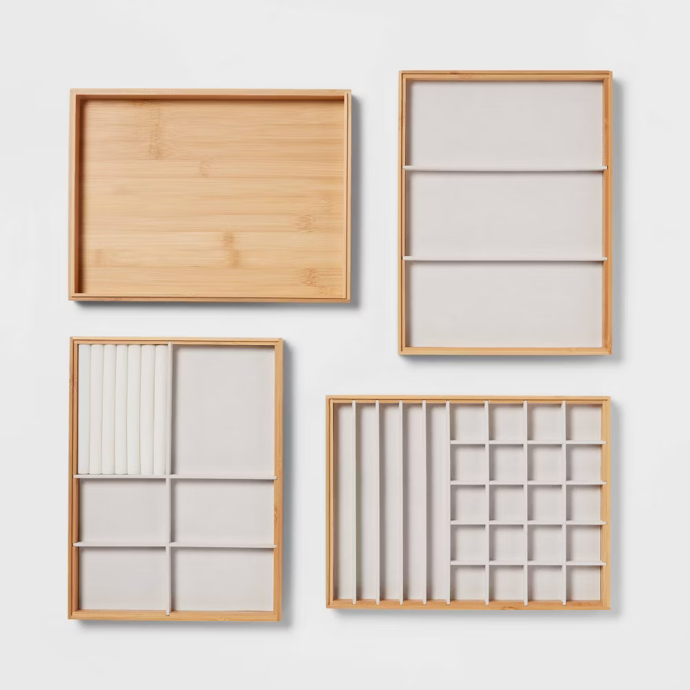 9" x 12" Stackable Bamboo Accessory Tray Set with Lid - Brightroom