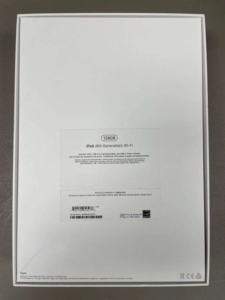 Apple iPad 128GB 8th Generation Gold- BOX ONLY