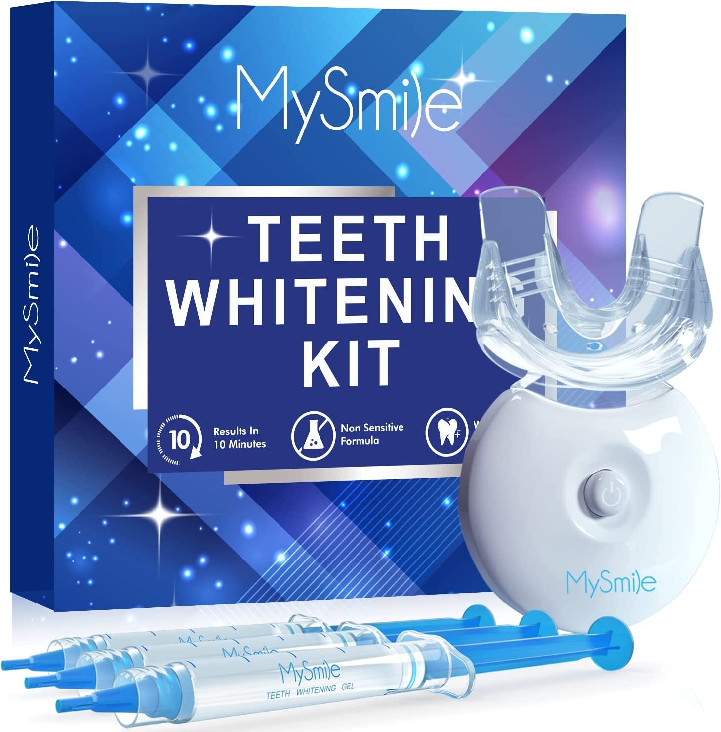 MySmile PAP Teeth Whitening Kit with 5LED Light Upper Lower Tray Whitener Gel