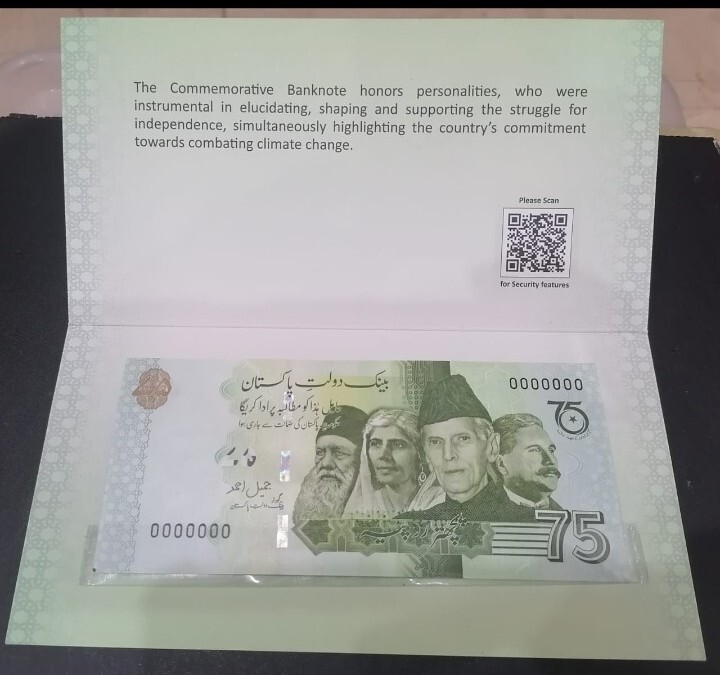 Pakistan New Commemorative 75re SPECIMEN 2022 with Folder UNC