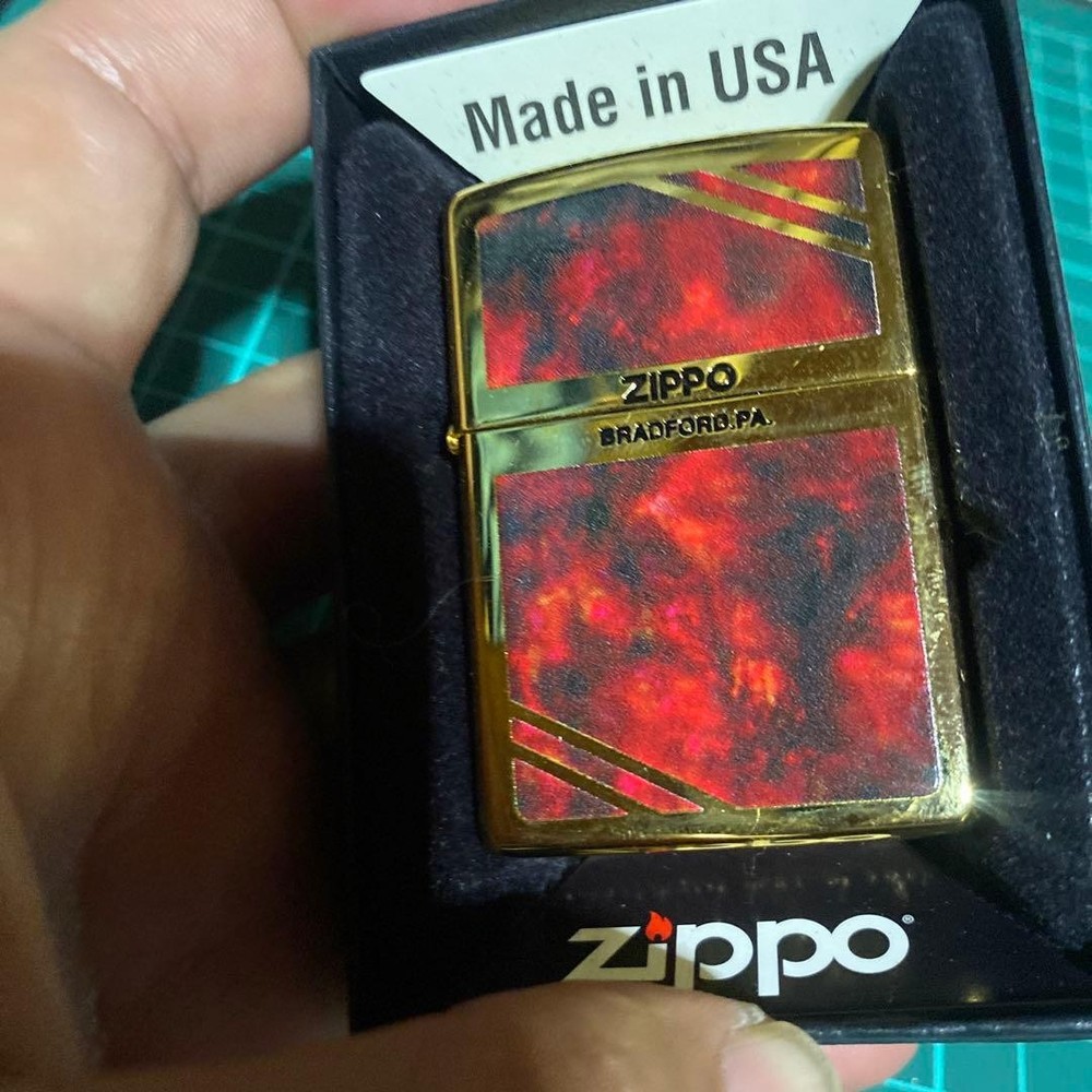 Zippo diagonal line double-sided pattern wood look