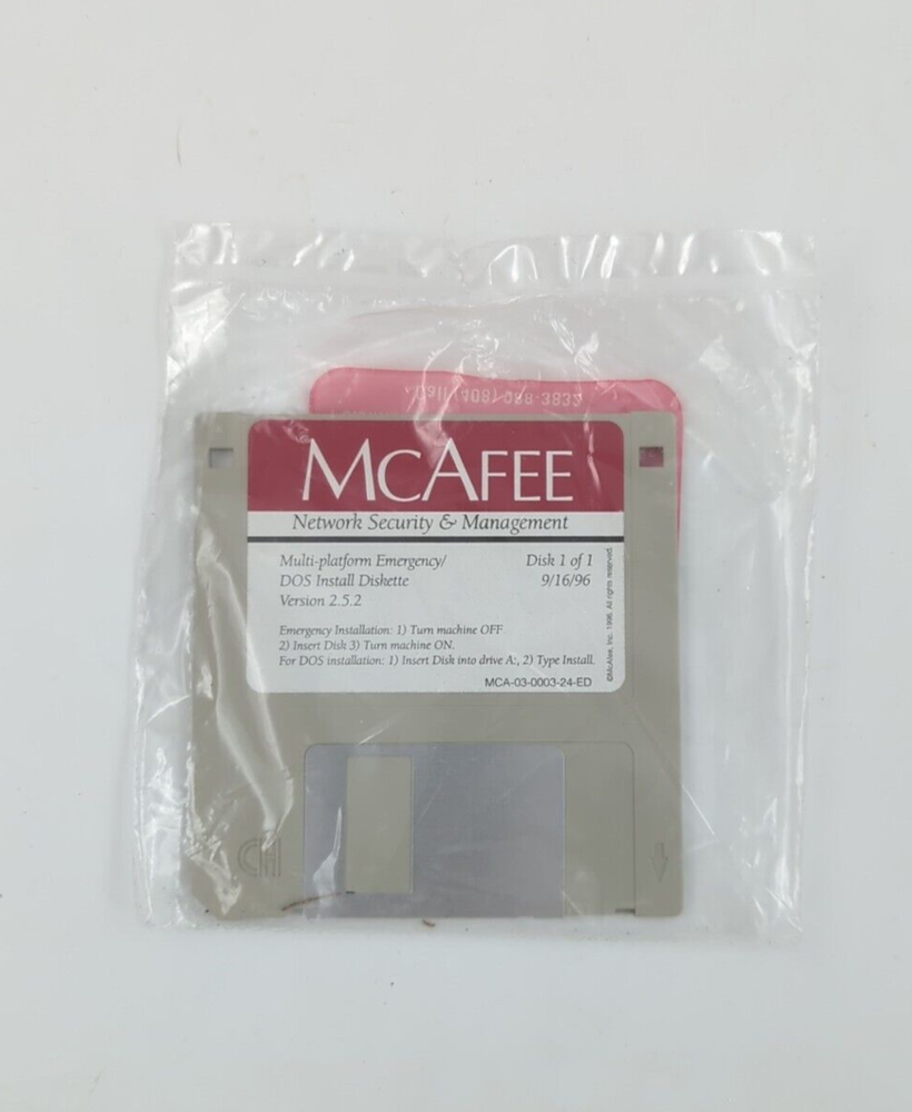 Floppy Disk McAfee DOS Install Diskette Version 2.5.2