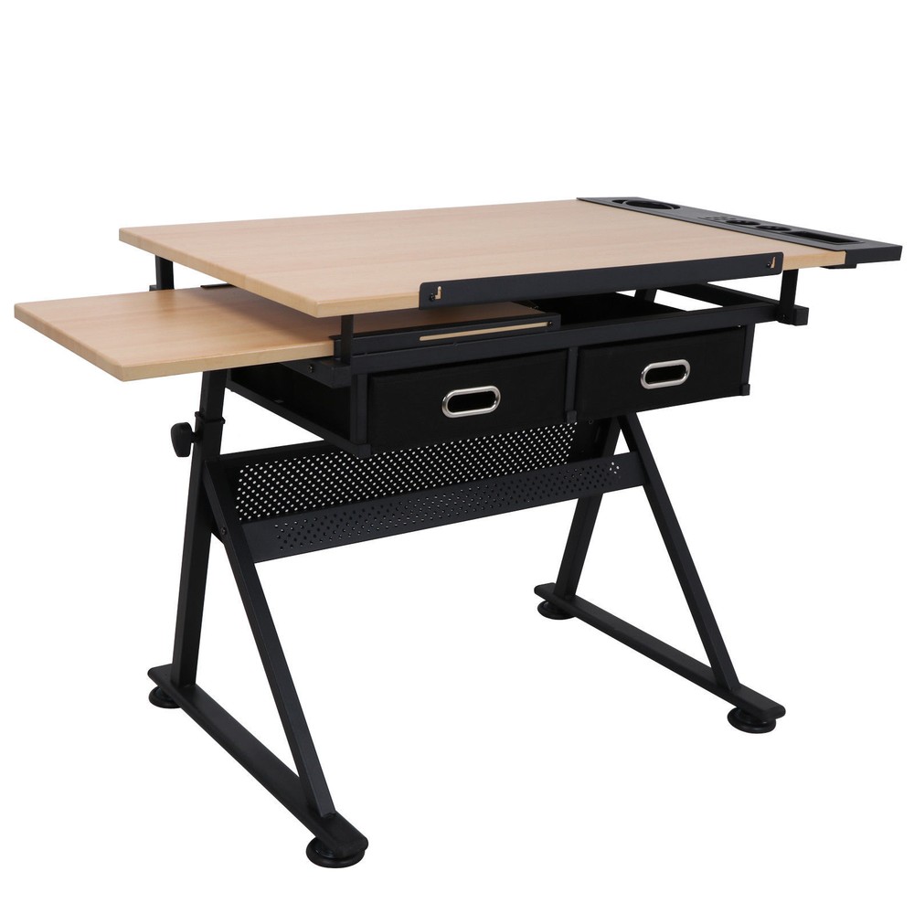 Adjustable Height  Drafting Drawing Table Tiltable Tabletop Edge Stopper