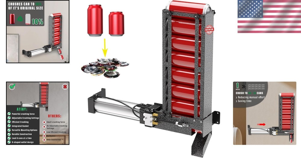 Heavy Duty Wall-Mounted Can Crusher - Efficient and User-Friendly Recycling Tool