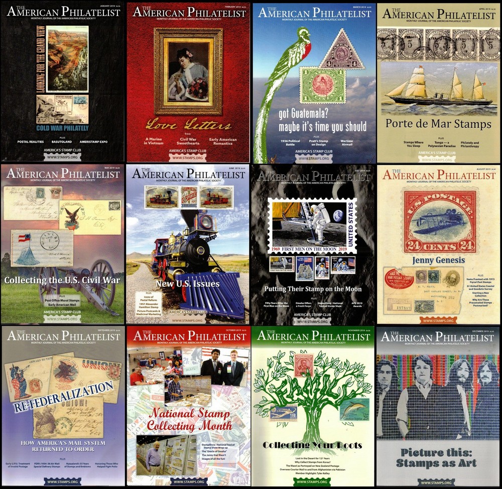 AMERICAN PHILATELIST 12 ISSUES 2019 ~ 1160 pages ~ Stamps, Covers, US, Worldwide