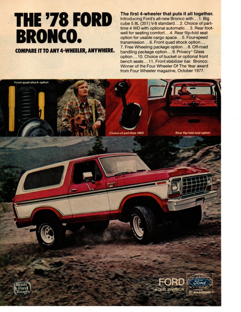 1978 FORD BRONCO ~ CLASSIC ORIGINAL PRINT AD