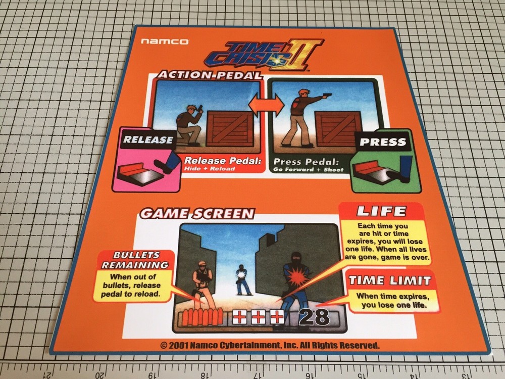 Time Crisis 2 Arcade Pedestal Decal Sticker