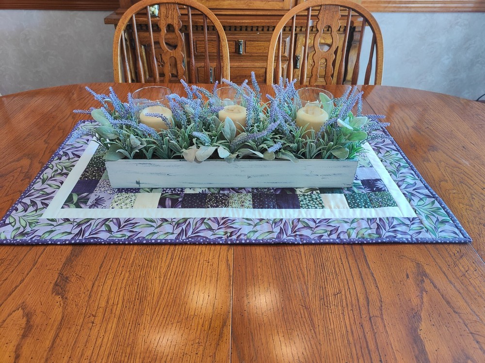 Purple Wild Iris Table Runner Handmade & Finished Quilt