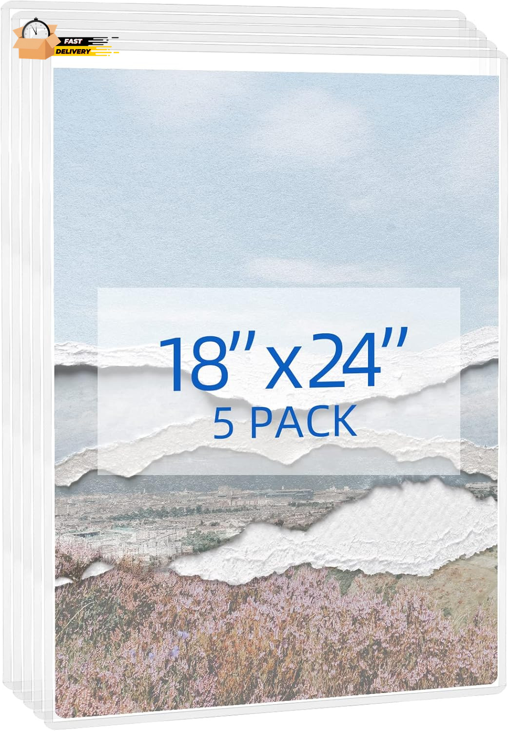 5 Pack 18X24 Poster Protector Clear Rigid Print Protectors Heavy Duty Top Loade