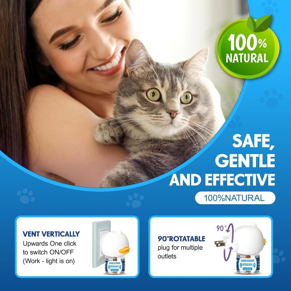 3-in-1 Kit Cat Appeasing Pheromone Diffuser to Calm 1 Plugin+2x48ml Refills f...