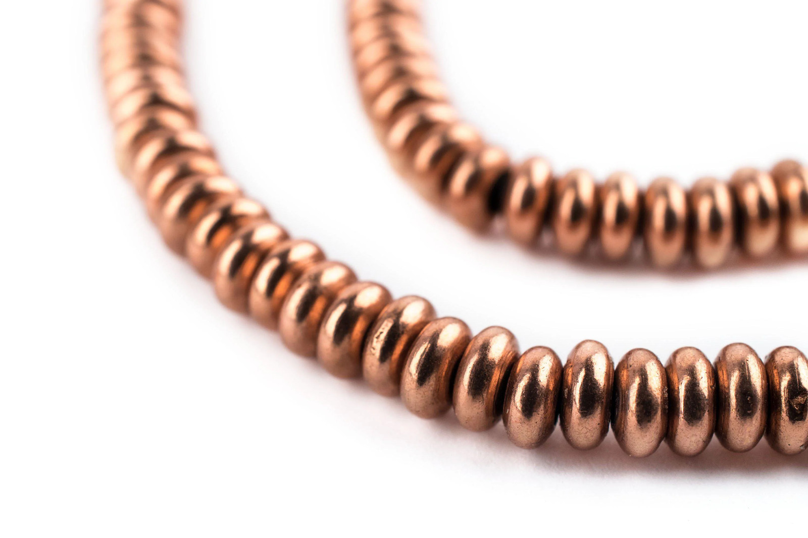 Smooth Copper Rondelle Beads 5mm Round Large Hole 16 Inch Strand