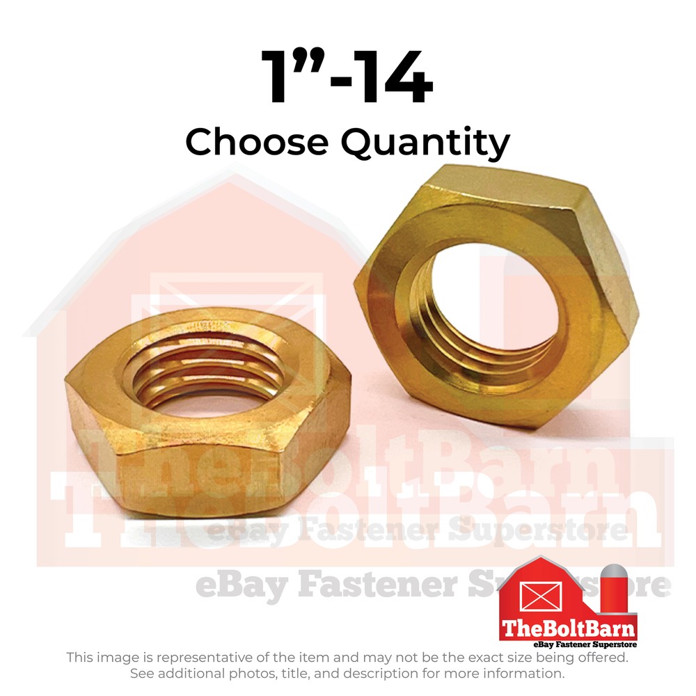 1/4"-28 Brass Hex Jam Nut (Pick Quantity)