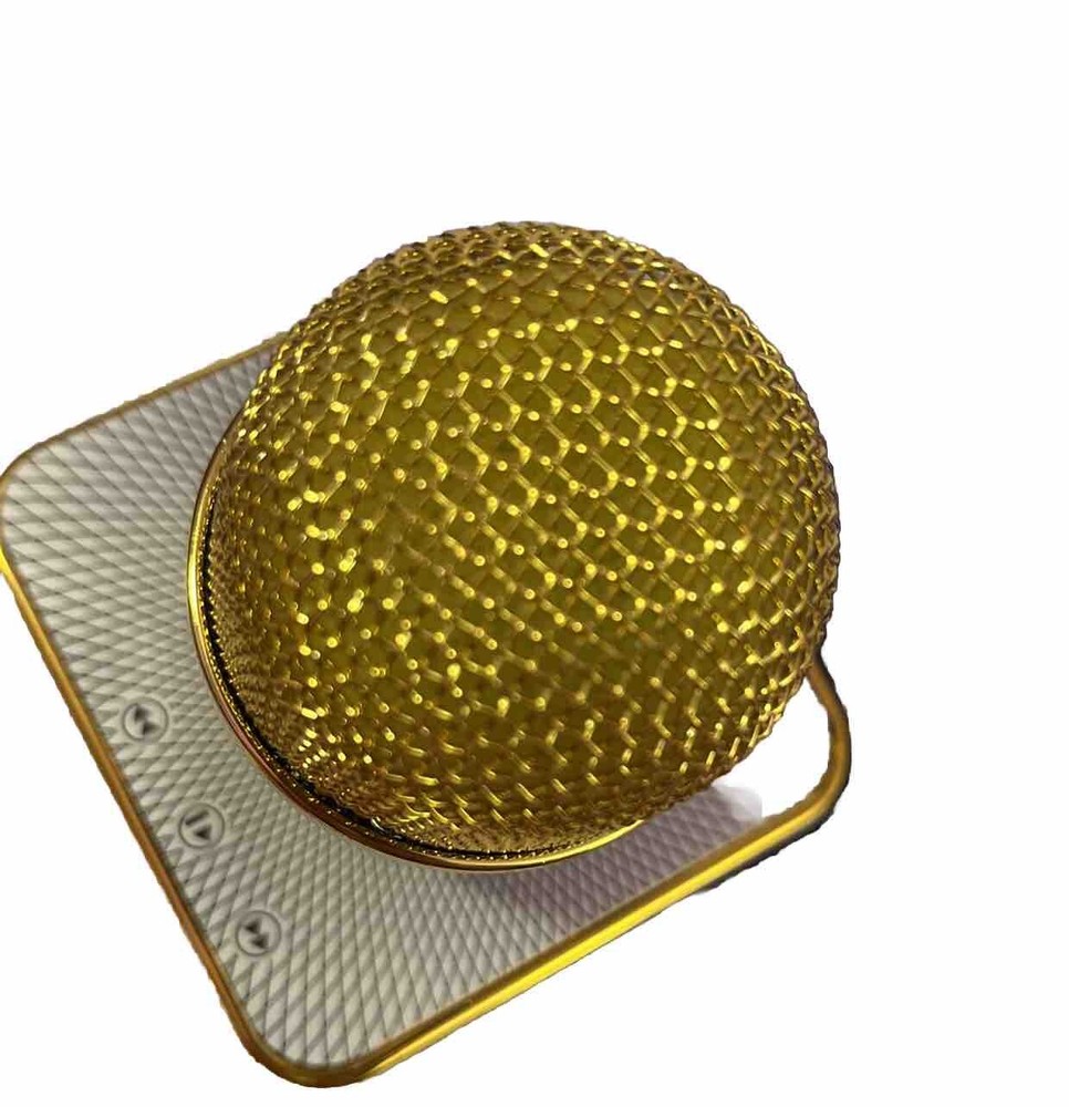 QFX Model Kar-3 Karaoke Microphone With Case And Cable UNTESTED White/Gold