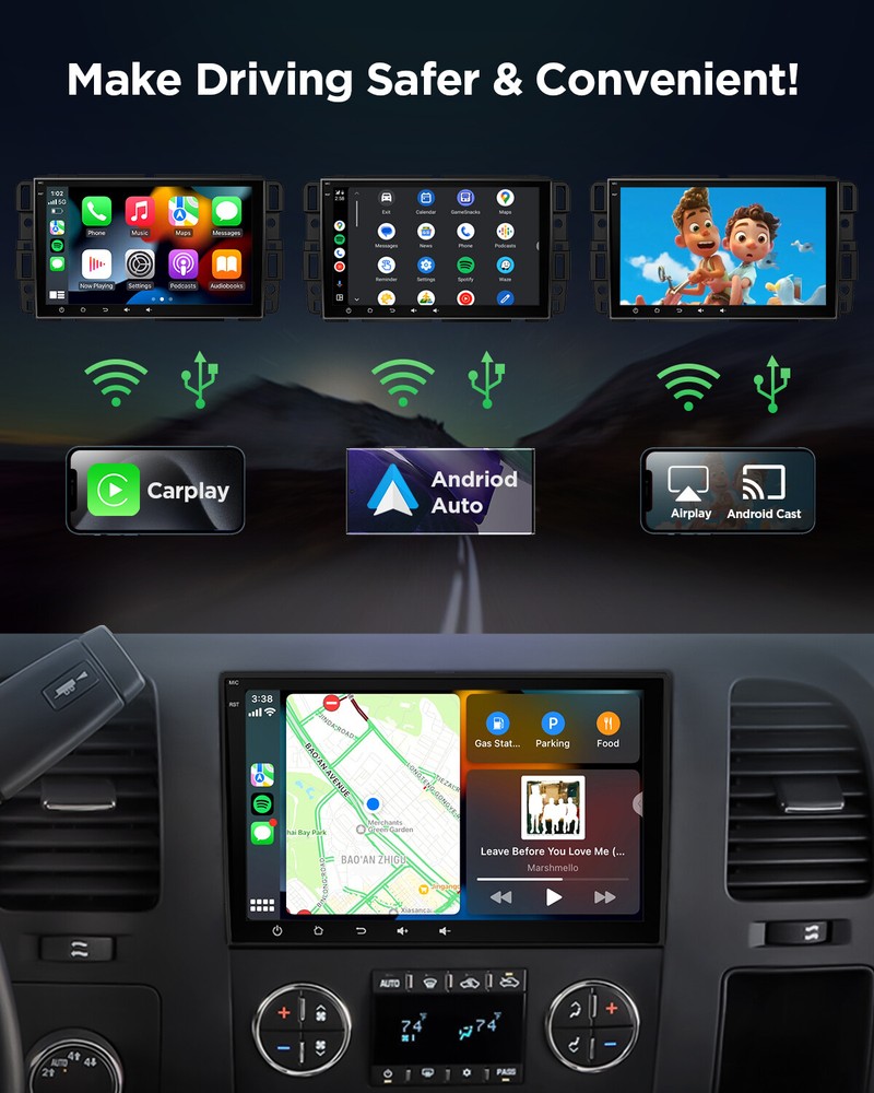 Android 13 8" IPS Car Stereo GPS Navigation Radio CarPlay For Chevy Traverse GMC