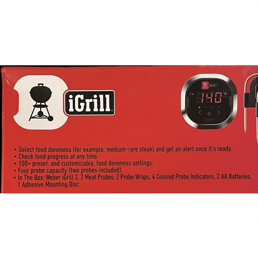 Weber iGrill 2 Bluetooth Smart Bbq Thermometer 7203, 4 Probe Capacity, Open Box