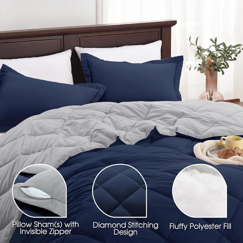 Queen Comforter Set Navy Blue Comforter Set Queen Size Reversible Bed Comforter