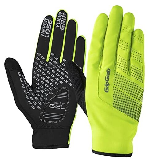 Ride Windproof Spring Fall Gel Padded Bicycle Gloves Large Yellow Hi-Vis