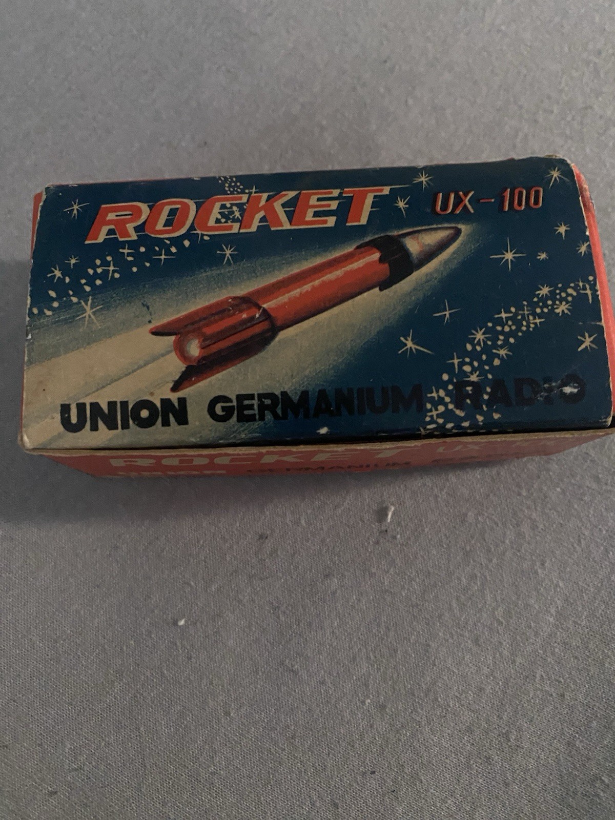 Vintage 1950s Rocket A-1 Tiny Germanium Crystal Radio w/ Box Space Age Toy