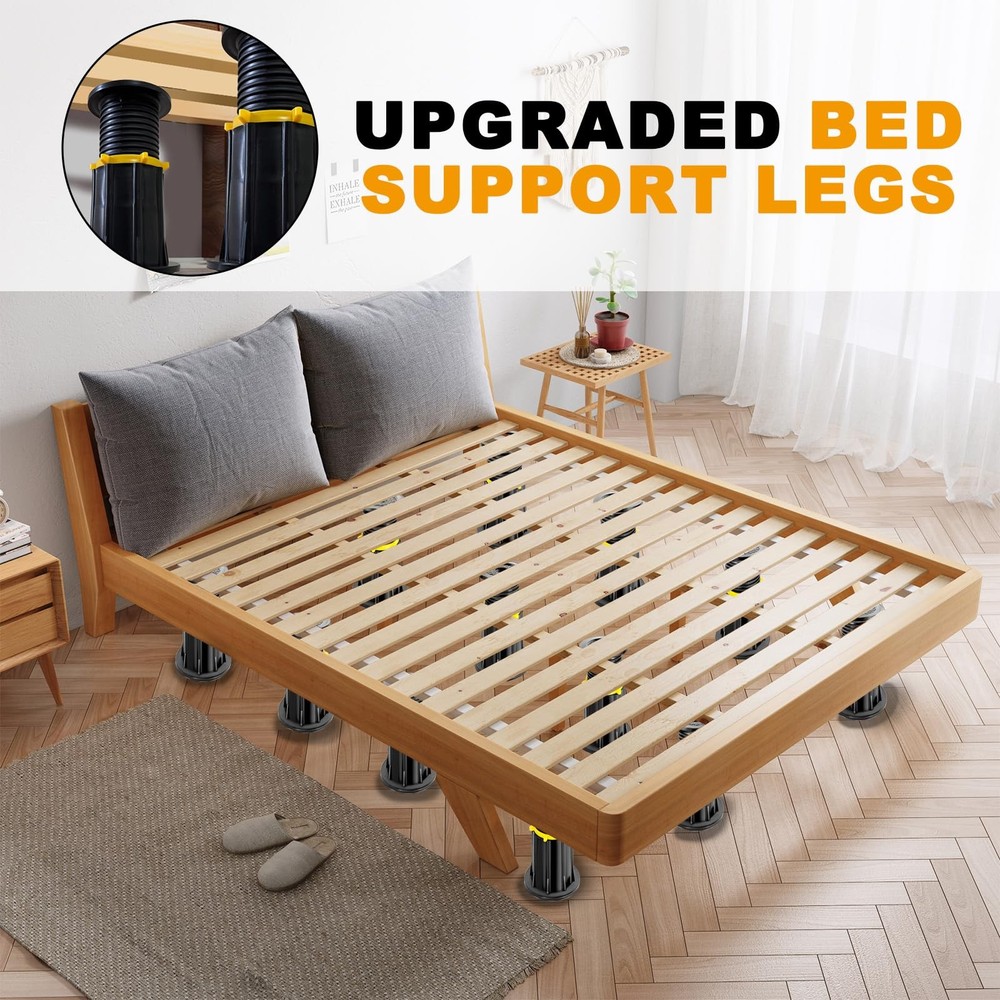 2-Pack Adjustable Height Bed Support Legs, Upgraded Bed Frame Support Legs, B...
