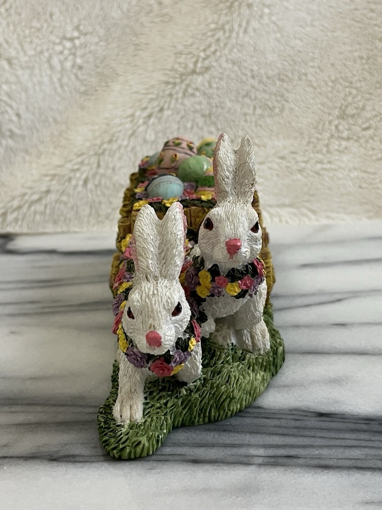 Three Hands Easter Collection Bunnies with Easter Egg Cart Figurine
