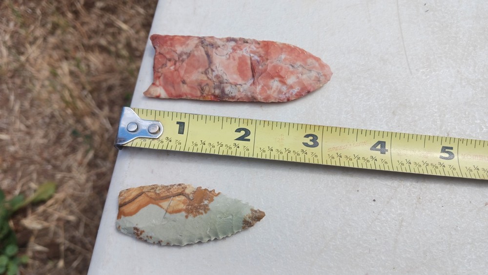 2 Clovis, Fluted Type Flint Knapped Points, Paleo Arrowheads, Atlatl