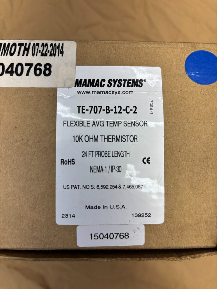 Mamac Systems TE-707-B-12-C-2 Sensor Average Duct Temperature Flexible HVAC Part