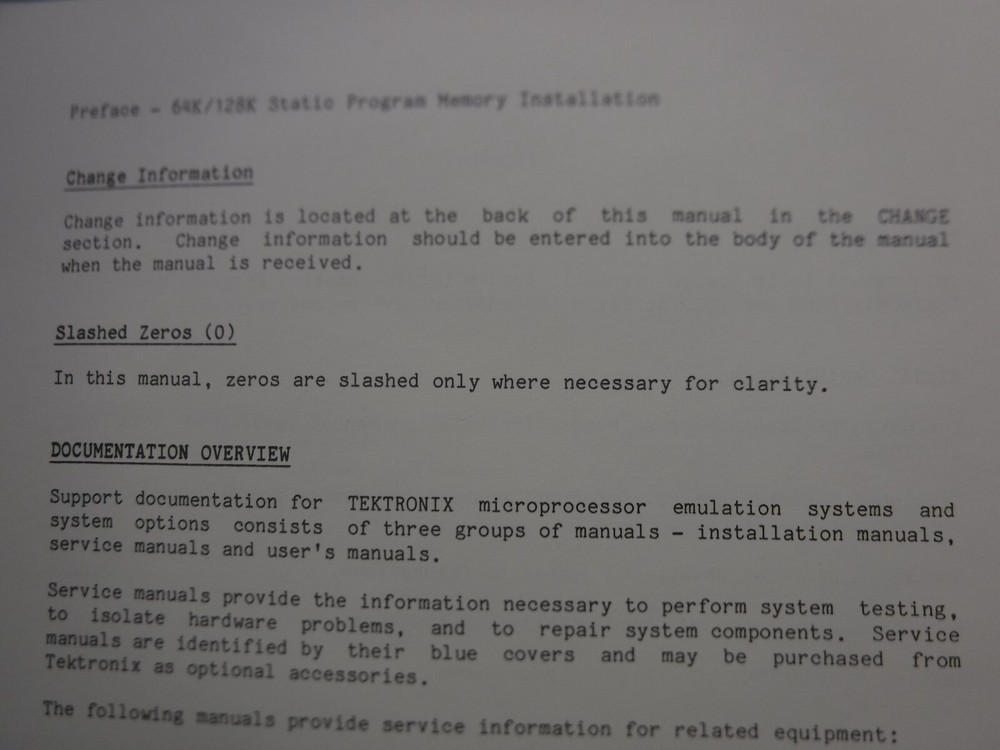 Tektronix 8500 Modular MDL Series 64K/128K Static Program Memory Manual