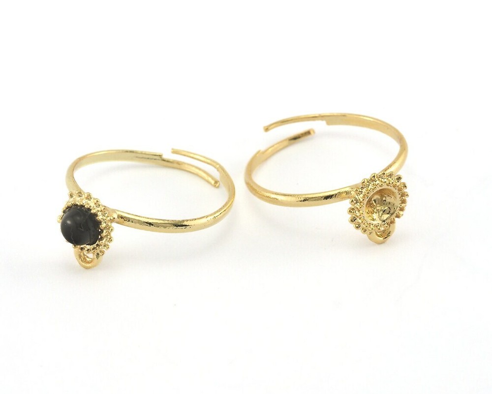 Ring Adjustable Ring Bezel - Loop Gold Plated brass 18mm 7.5US inner size  2715